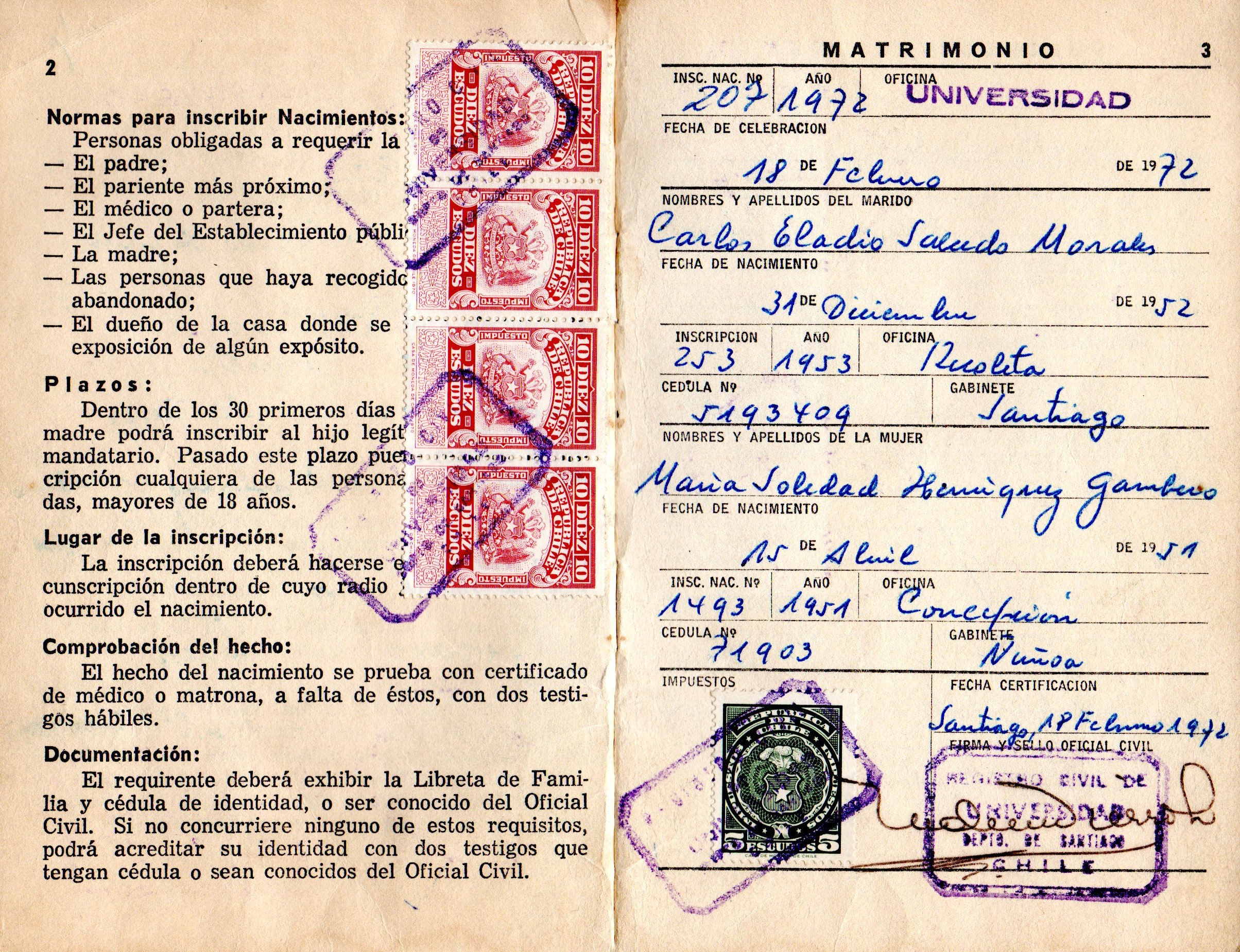 Certificado de inscripción de matrimonio Salcedo Henríquez