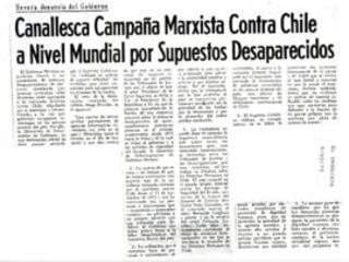Canallesca campaña marxista contra Chile a nivel mundial por supuestos desaparecidos