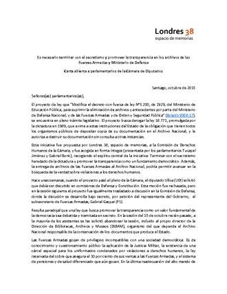 Carta abierta a parlamentarios de la Cámara de Diputados Carta abierta a parlamentarios de la Cámara de Diputados