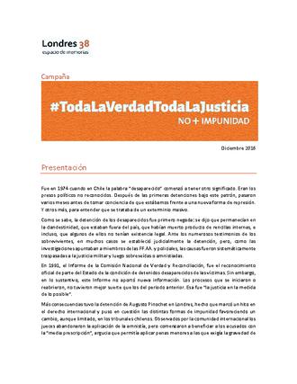 Presentación Campaña "Toda la Verdad Toda la Justicia" Presentación Campaña "Toda la Verdad Toda la Justicia"
