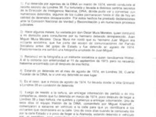 Declaración Jurada de Luz Arce sobre el caso de Juan Miguel Mura