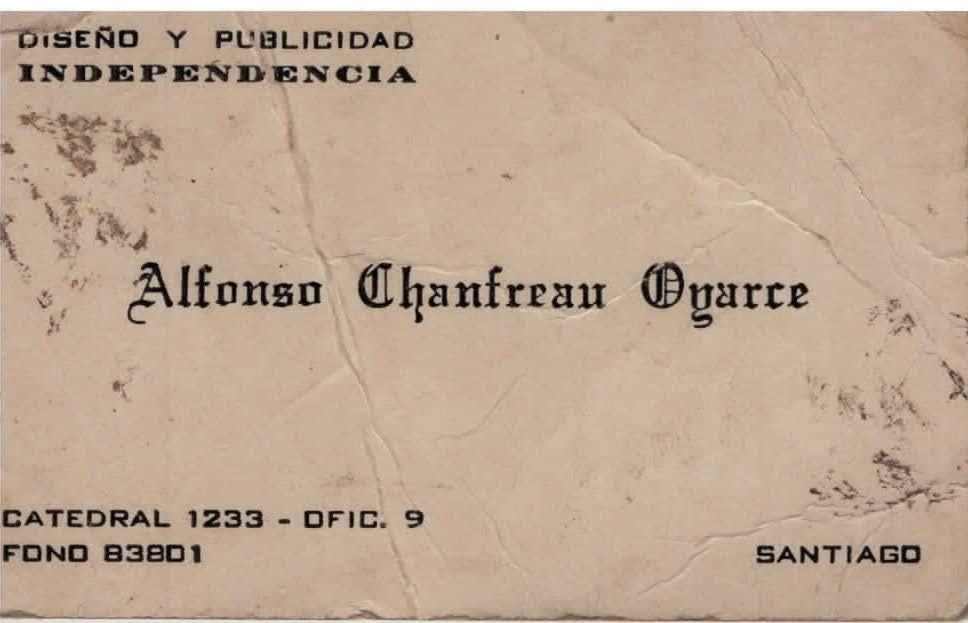 Tarjeta de presentación de Alfonso Chanfreau Tarjeta de presentación de Alfonso Chanfreau